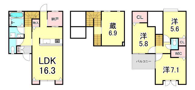 CASAFORTUNATA(3LDK/1階)の間取り写真
