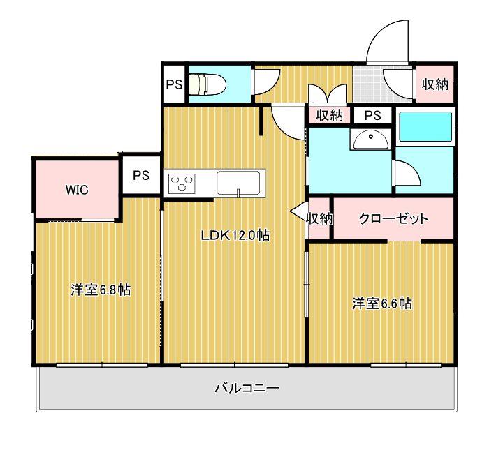 リッツ・リン(2LDK/3階)の間取り写真