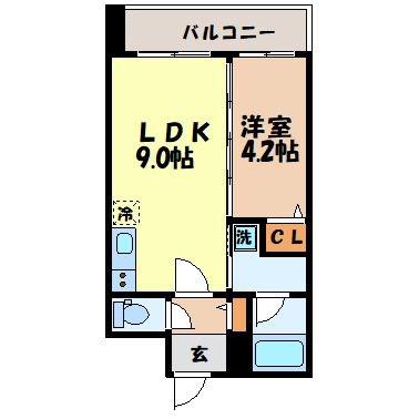 BONNE FAMILLE城山(1LDK/2階)の間取り写真