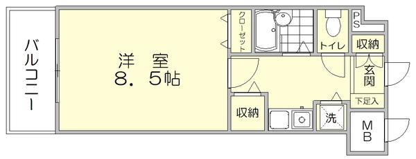 ISマンション(1K/2階)の間取り写真