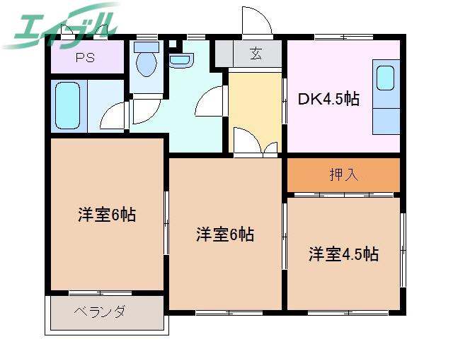 ルフラン相生(3DK/2階)の間取り写真