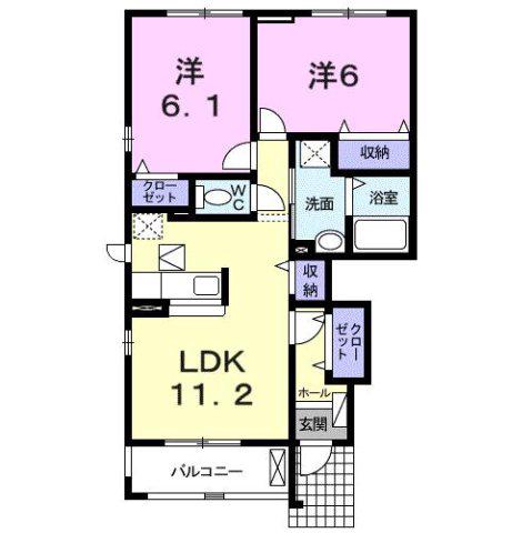鶴見スクエアII(2LDK/1階)の間取り写真