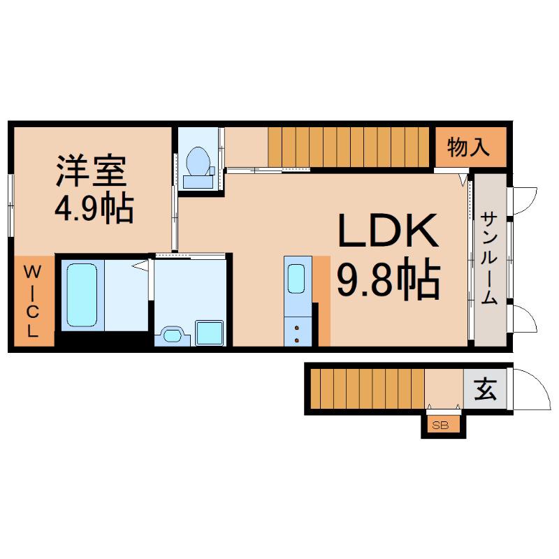 セント・グレース武庫川I(1LDK/2階)の間取り写真