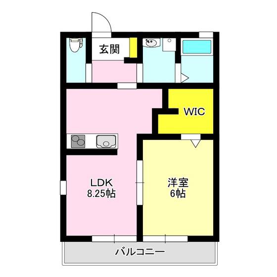 ハピネス(1LDK/2階)の間取り写真