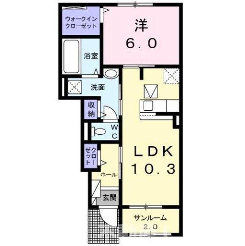 コローレ・イーリス II(1LDK/1階)の間取り写真