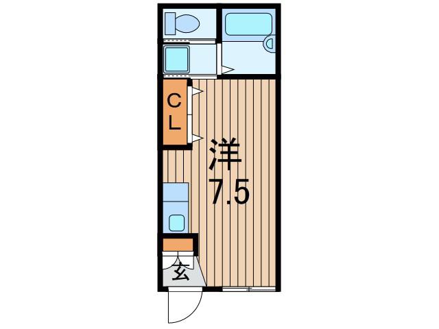 堀信ビル(ワンルーム/1階)の間取り写真