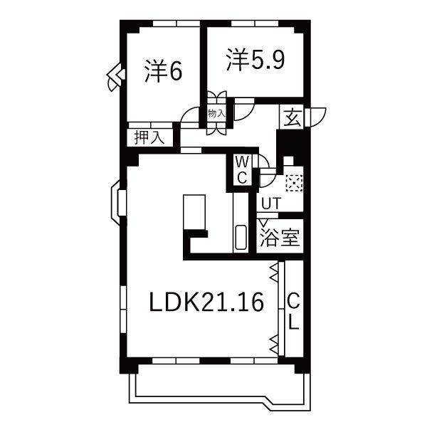 メゾン・ド・ヴェール(2LDK/3階)の間取り写真