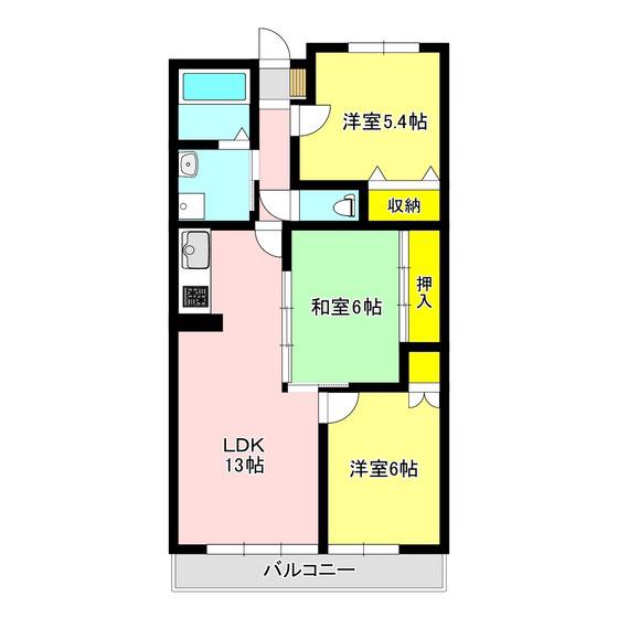 テレス ハラ(3LDK/1階)の間取り写真
