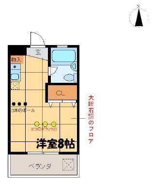 フラット横山(ワンルーム/1階)の間取り写真