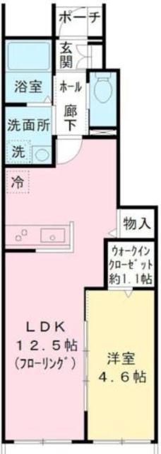シーズンズ オリーブ(1LDK/1階)の間取り写真