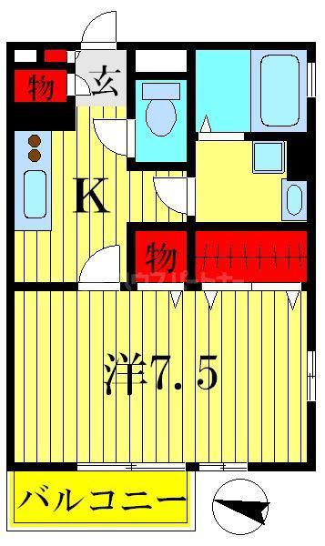 TOMORROW HOUSE(1K/1階)の間取り写真