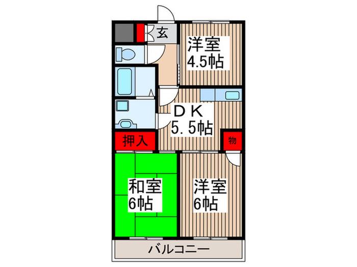 スリーエー・オム(3DK/3階)の間取り写真