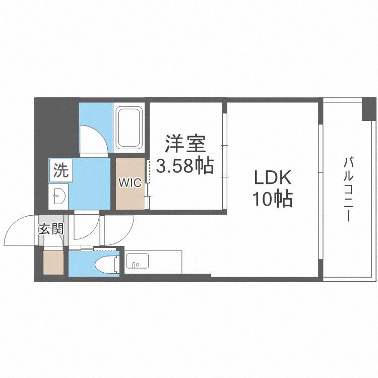 プレジオ弁天町EURO(1LDK/7階)の間取り写真