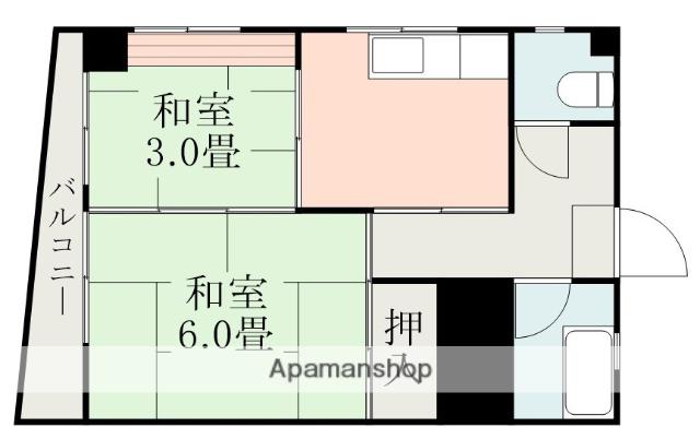 ティダハイム下荒田(2K/3階)の間取り写真