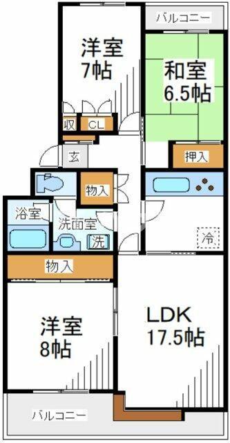 PLENDY東船橋(3LDK/2階)の間取り写真