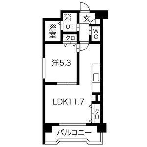 ミーティア(1LDK/1階)の間取り写真