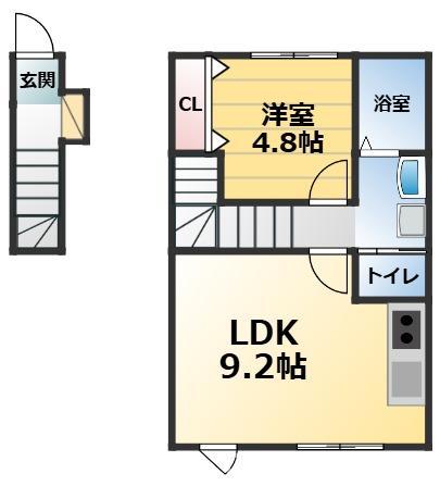 PREMORY名取駅前 A(1LDK/2階)の間取り写真