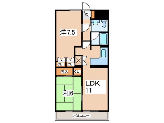 花水木ガーデンヒルズ玉川学園(2LDK/2階)の間取り写真