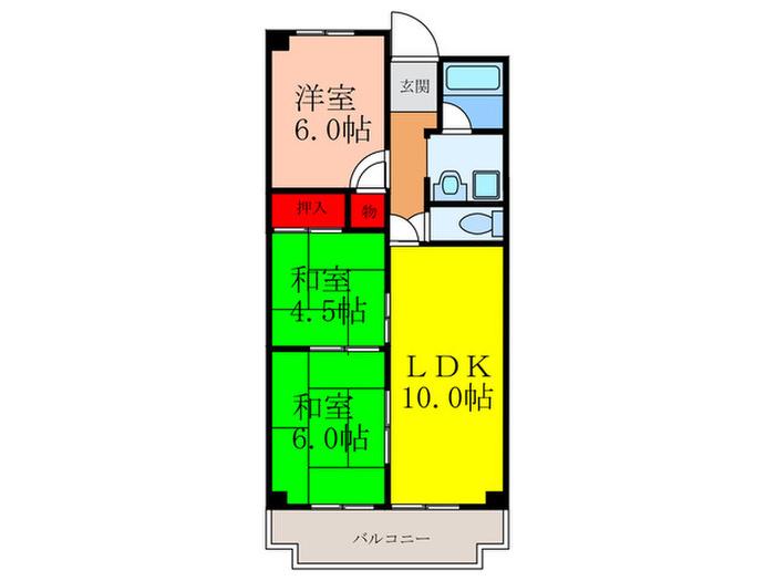 メゾンさつき(3LDK/3階)の間取り写真