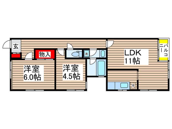 メゾンド稲毛(2LDK/1階)の間取り写真