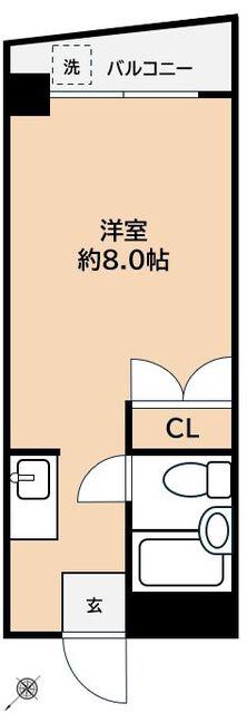 CROSS VILLA(ワンルーム/2階)の間取り写真
