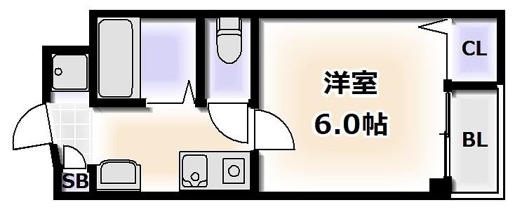 CLOVER住吉南(1K/2階)の間取り写真