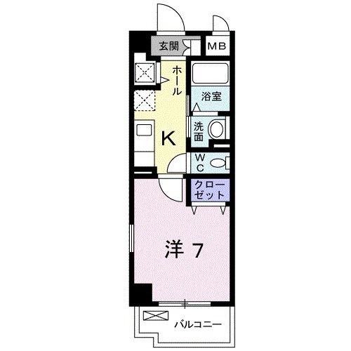 カーサソレアード(1K/1階)の間取り写真