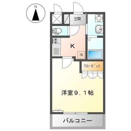 フローラル・アベニュー参番館(1K/1階)の間取り写真