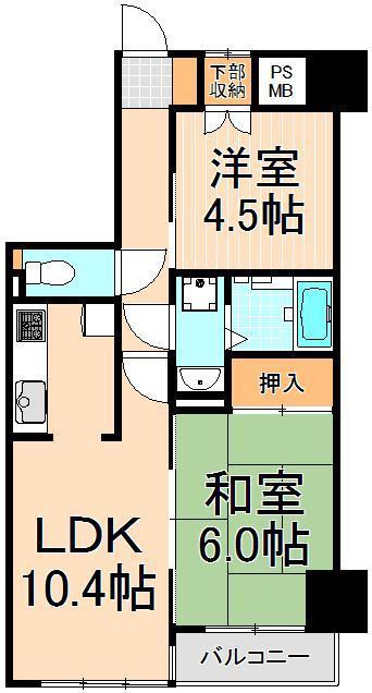 ロイヤルプラザ浅草(2LDK/7階)の間取り写真