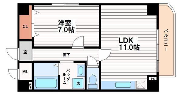 ヴェルドミール山忠松屋町(1LDK/6階)の間取り写真