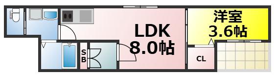 H-MAISON大正VI(1LDK/2階)の間取り写真