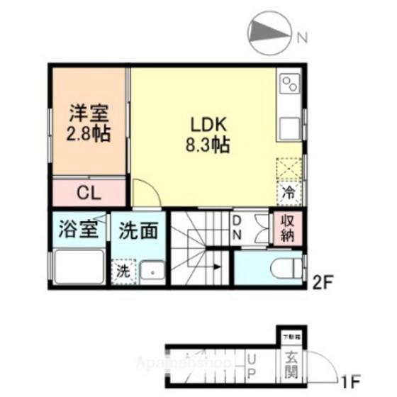 LUCASA(1LDK/2階)の間取り写真