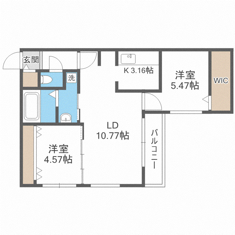 シエル山鼻(2LDK/4階)の間取り写真