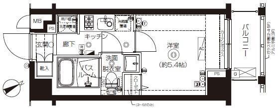 ZOOM上板橋(1K/4階)の間取り写真