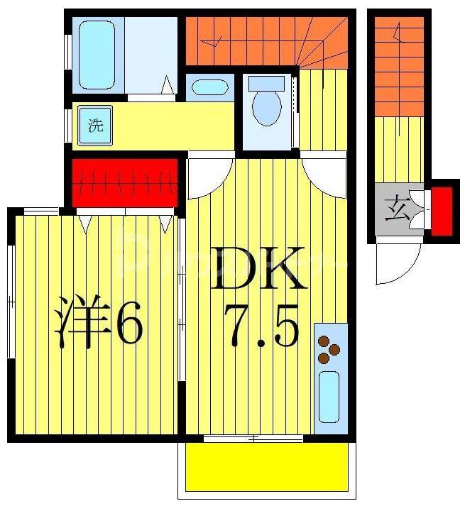 馬橋レジデンス(1DK/2階)の間取り写真