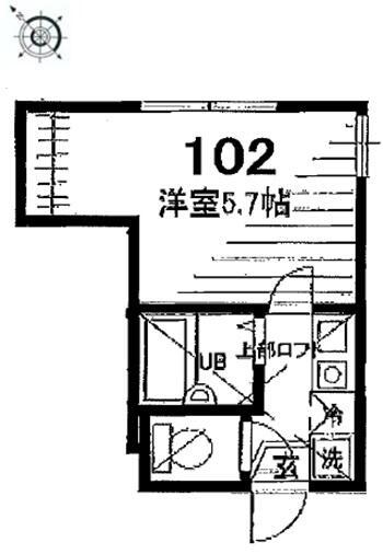 リーヴェルポート横浜山手III(1K/1階)の間取り写真