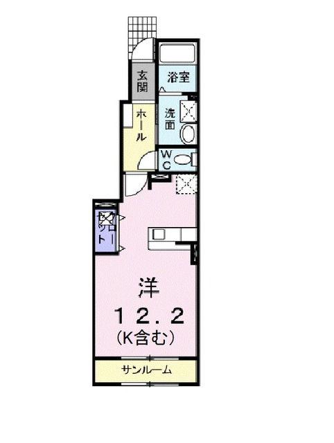 エアリーハウス(ワンルーム/1階)の間取り写真