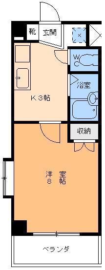 シェモア生石(1K/2階)の間取り写真