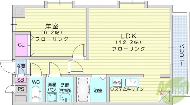 しゃとれ西中田(1LDK/2階)の間取り写真