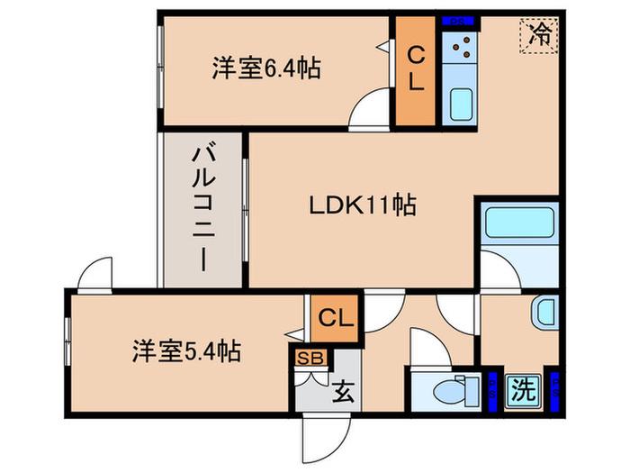 アメニティー・ノース(2LDK/3階)の間取り写真