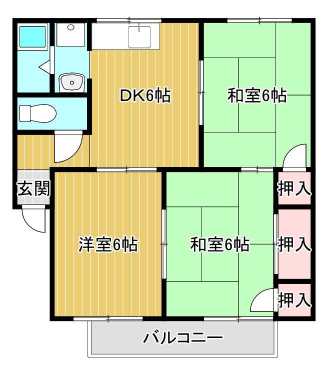 DWELL山下(3DK/1階)の間取り写真