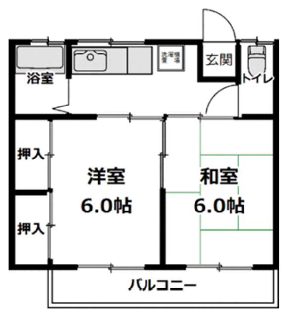 コーポ中田(2K/2階)の間取り写真