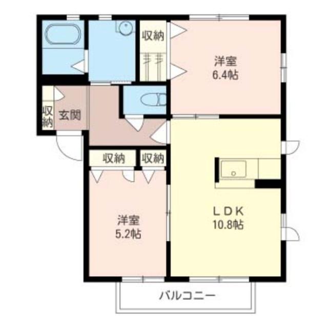 グランソレイユB(2LDK/2階)の間取り写真