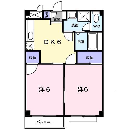 エルディムAII(2DK/2階)の間取り写真