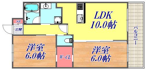 フラゼ・ヴァーナ(2LDK/4階)の間取り写真