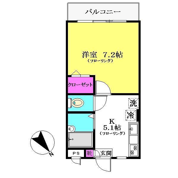 フォークウェイズ原木(1K/3階)の間取り写真