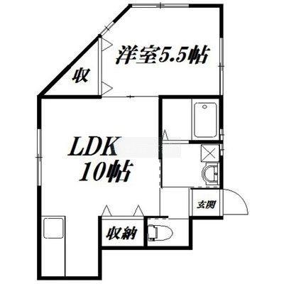 ソフテイル(1LDK/2階)の間取り写真