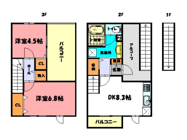 グランアヴァンティII(2LDK/2階)の間取り写真