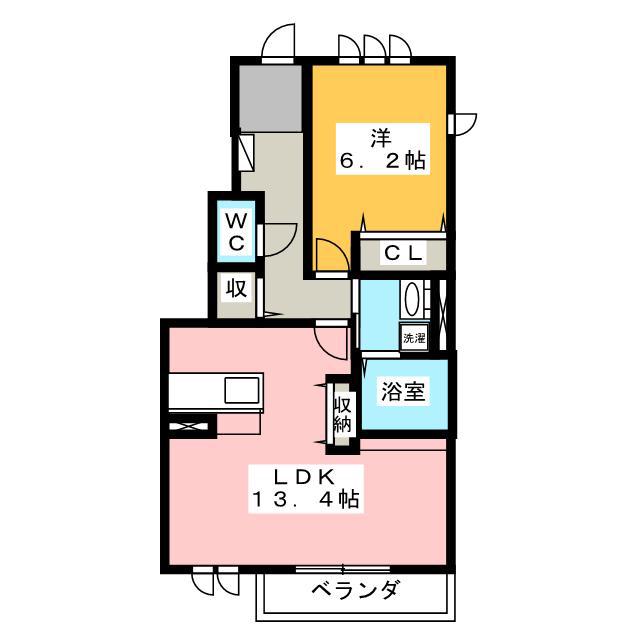 オアーゼ B(1LDK/1階)の間取り写真