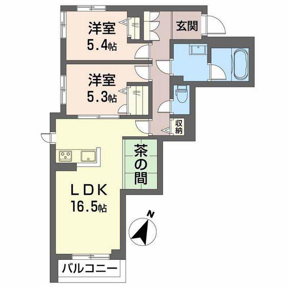 SHAMAISON SANYO(2LDK/2階)の間取り写真